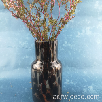 Leopard Tortoise Shell Glass Glass Vase Black Leopard Vase